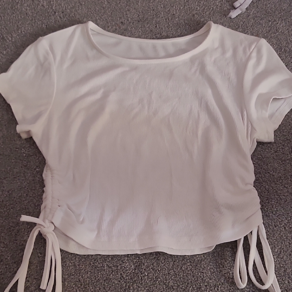 Women's White Ruched Top